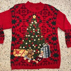 Heirloom Collectibles m medium Christmas holiday cotton sweater embellished red